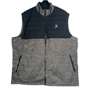 Levelwear Men's Golf Vest 2XL Gray Navy Full Zip‎ Pockets Embroidered